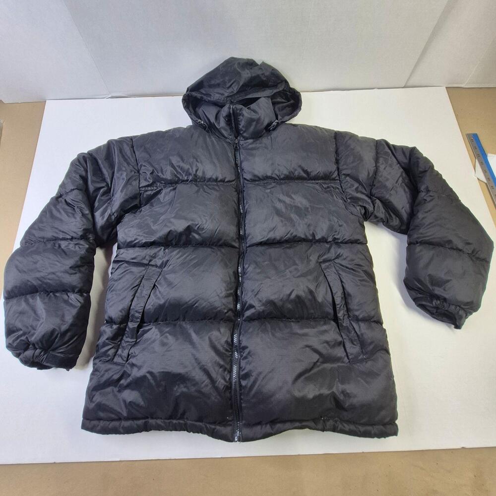 Steve & Barry's Double Down Jacket Mens XL Gray Hooded Puffer Insulated